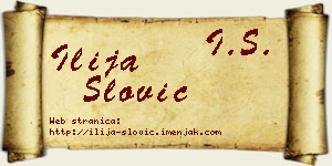 Ilija Slović vizit kartica